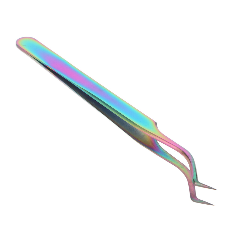 Unisex Stainless Steel Curved Lash Tweezers For Eyelash Extensions, Precise Clamping