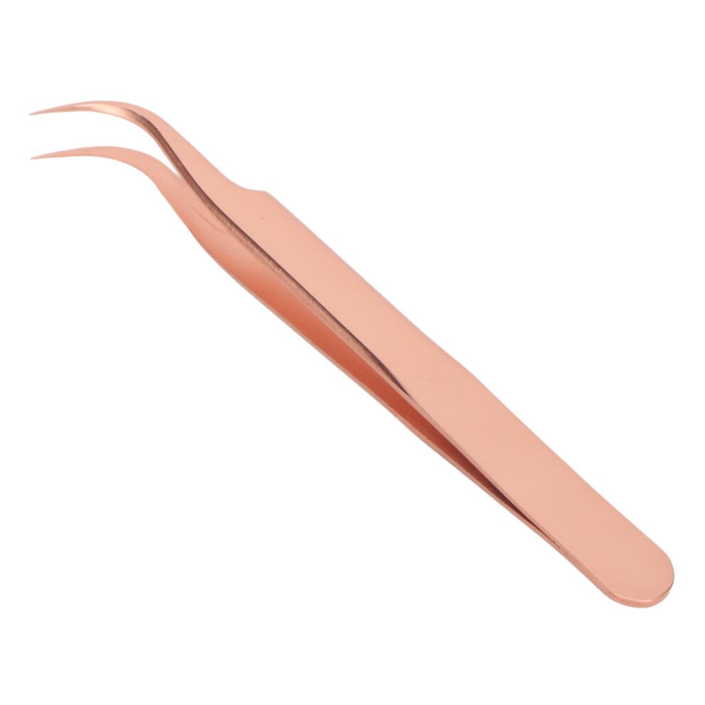 Gold Curved Tip Rose Eyelash Tweezers - Ergonomic & Precise Design