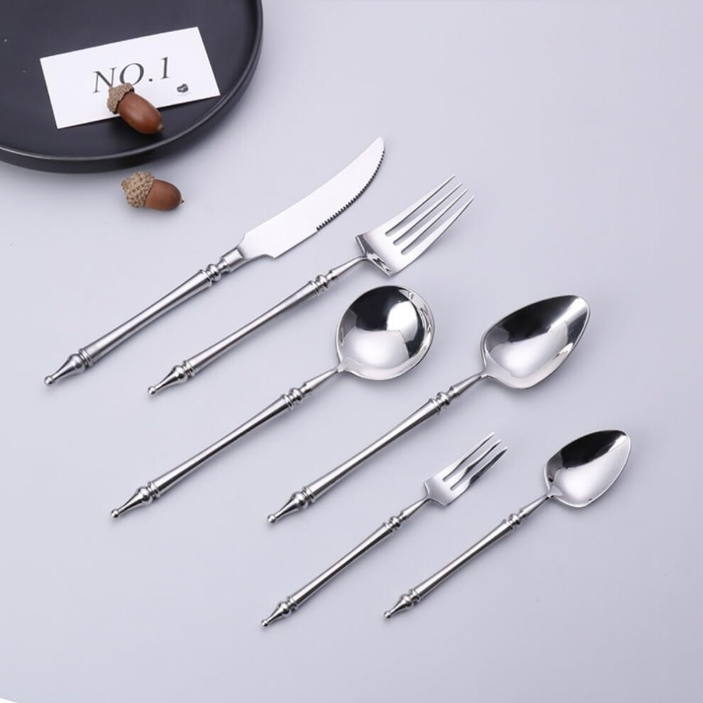 Luxury 24Piece Stainless Steel Flatware Set With Steak Knives Forks Spoons For Dining 9347817065930