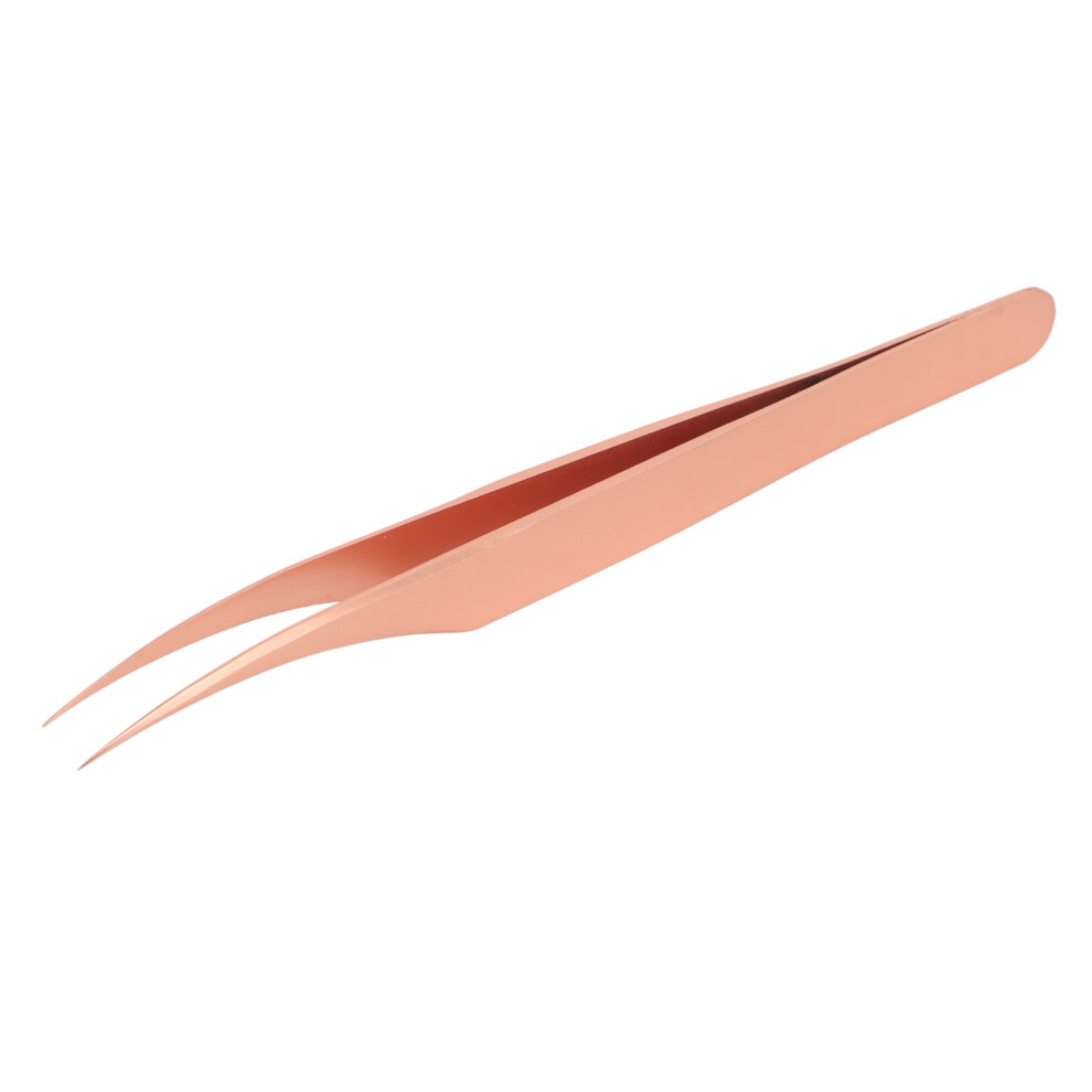 Gold Eyelash Extension Tweezers Stainless Steel Comfort Grip Tightly Tip Rose