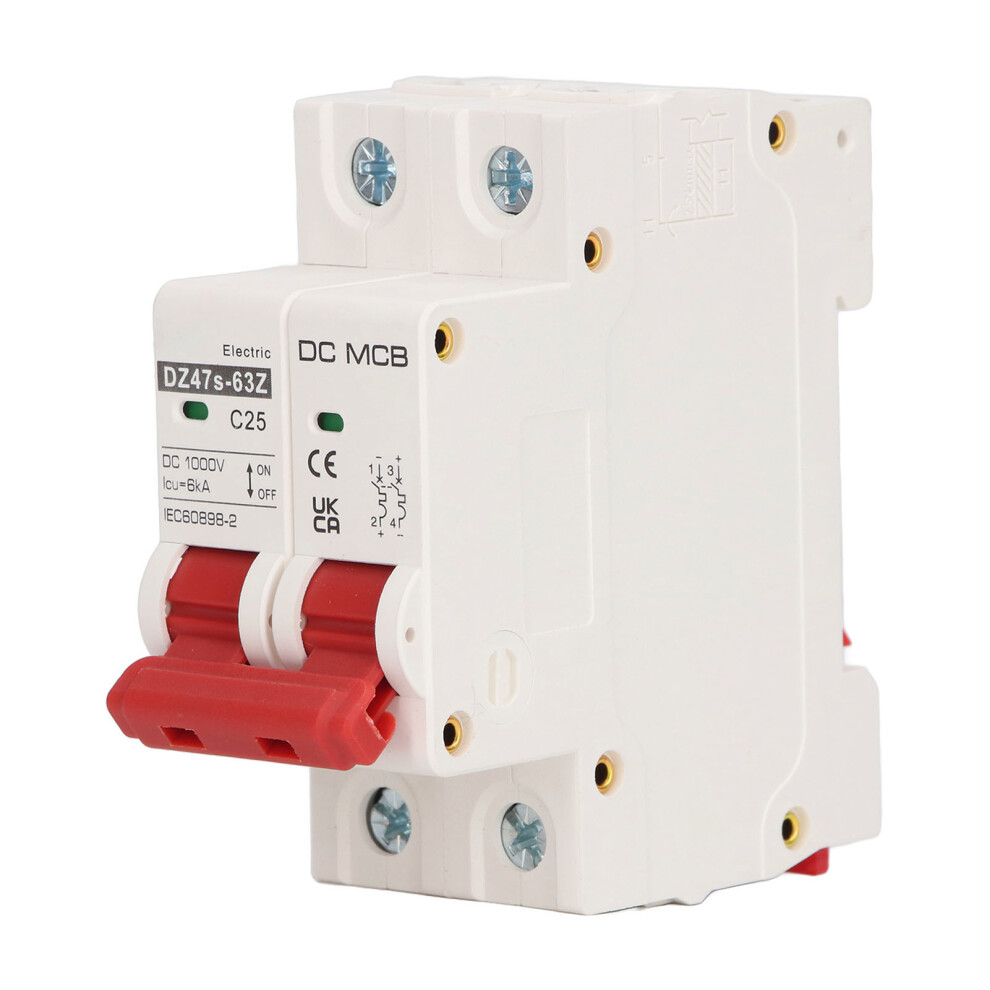 Din Rail Dc Circuit Breaker 2P 25A Short Circuit Protection Modular Design 9431380645900