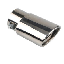 Universal Stainless Steel Car Exhaust Tip Single Outlet Sport Style Noise Reduction Silver