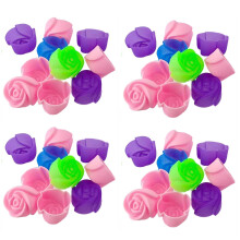 40Pcs Cake Baking Mold Chocolate Jelly Maker Mould Silicone Rose Muffin Cookie Cup (Random Colors)