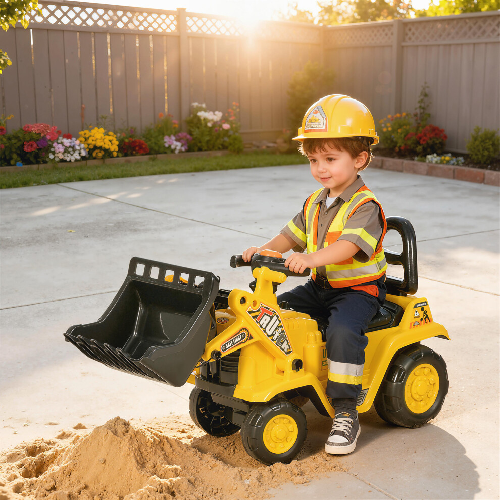 Homcom Ride-On Bulldozer Toddler Digger Excavator Scooter Storage Cart