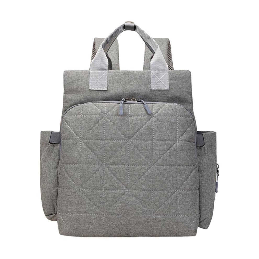 Mommy Backpack Diaper Bag Insulated Bottle Pockets Canvas Grey With Multiple Pockets Hygienic Storage