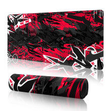 Black Red Extended Gaming Mouse Pad 31.5x11.8in Waterproof NonSlip Base Smooth Desk Mat