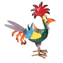 Vintage Metal Rooster Ornament 13.5 inch Garden Display Model for Outdoor Decor