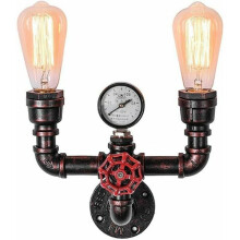 Vintage industriële steampunklamp, wandlamp van metalen waterleiding, geschikt voor E27-lampen, maximaal 40W per lamp voor een industriële chique