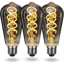 Ampoule Edison ST64 à intensité variable, lumière blanc chaud pour salon, chambre et couloir, filament spiralé flexible, écoénergétique, style