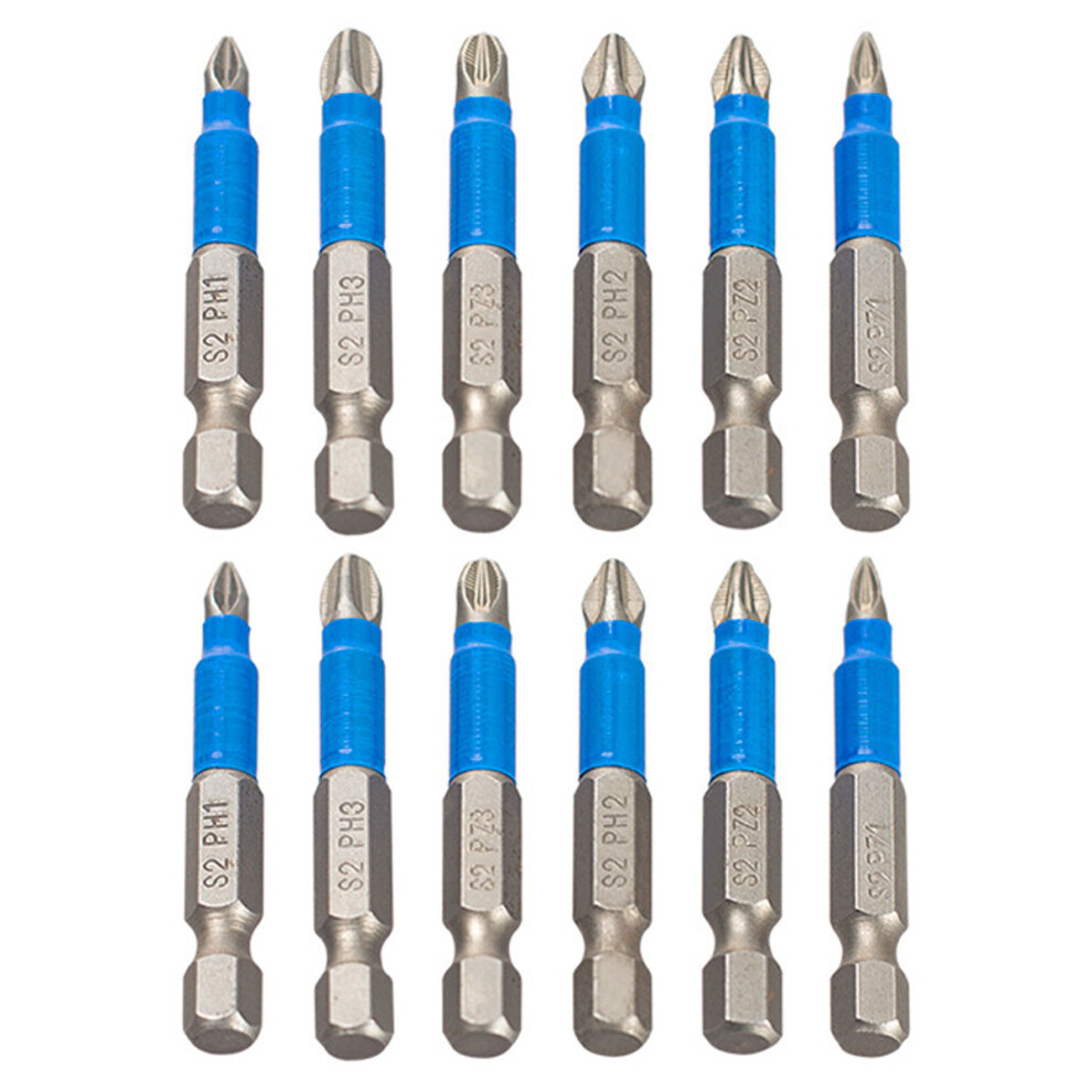 Electric Screwdrivers Compatible Magnetic Phillips Screwdriver Bits, Non Slip Tip S2 Alloy Steel For Wide Application Cross Headed High Hardness Wear 9173940456242
