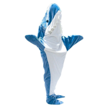 Creative Shark Onesies for Teens and Adults, Updated Cozy Version with Functional Armholes and Pocket, Wearable Hoodie Design Shark Blanket Made from