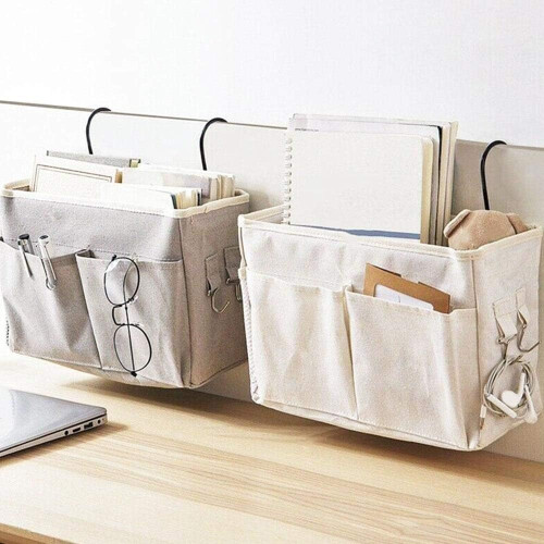 Bedside Caddy Hanging Storage Organizer, Bedside Hanging Storage Multi-Function Organizer for Bunk Dorm Hospital Beds and Sofa Armrests, Easy 1