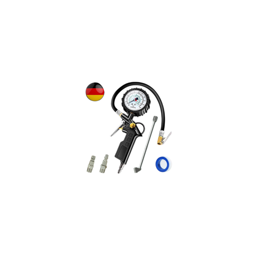 High Precision Pressure Gauge For Vehicle Maintenance, Adjustable Pressure Reading With Ergonomic Handle Design And Leak Proof Locking Chuck, Heavy 9138057812848