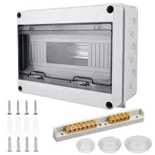 Boîtier pour rail DIN pour disjoncteur miniature, boîte de jonction électrique résistante aux intempéries avec couvercle transparent ouvrable,