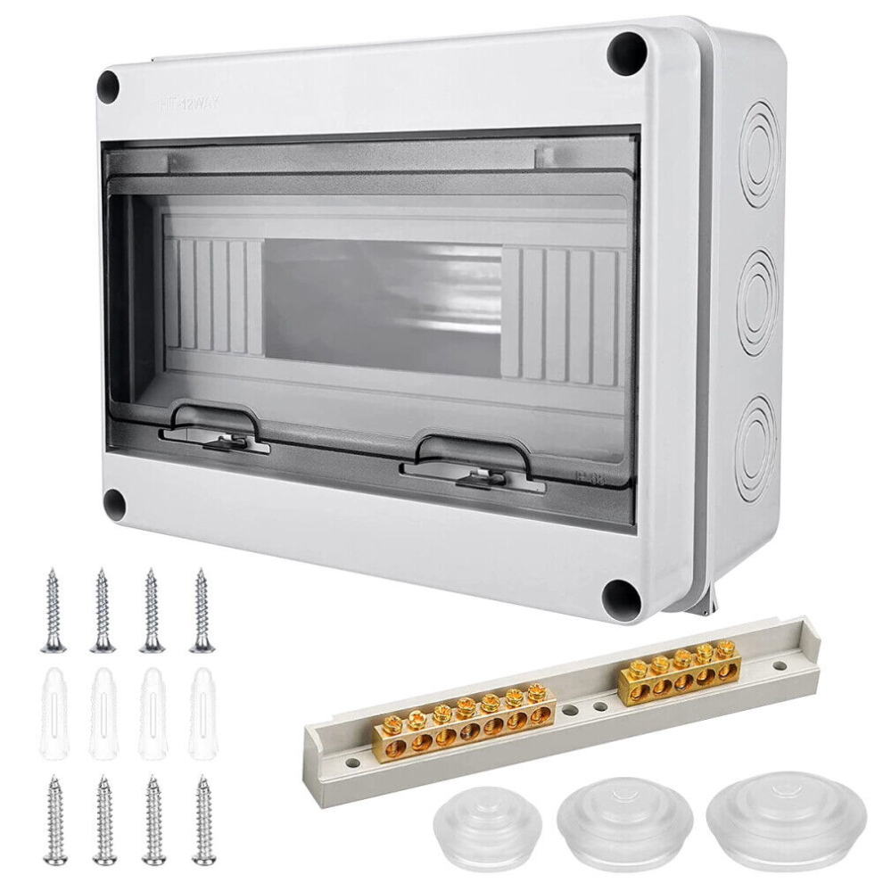 Outdoor Power Distribution Box For Wall Mounting, Weather Resistant Waterproof Ip65 Rating With Transparent Cover, Circuit Breaker Box Featuring Din 9138057646306
