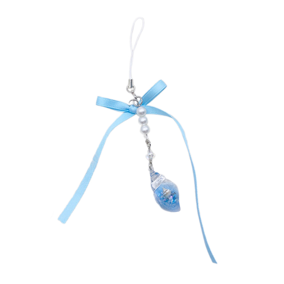 Eye Catching Bowknot Mobile Phone Lanyard Conch- Blue 7732000807671