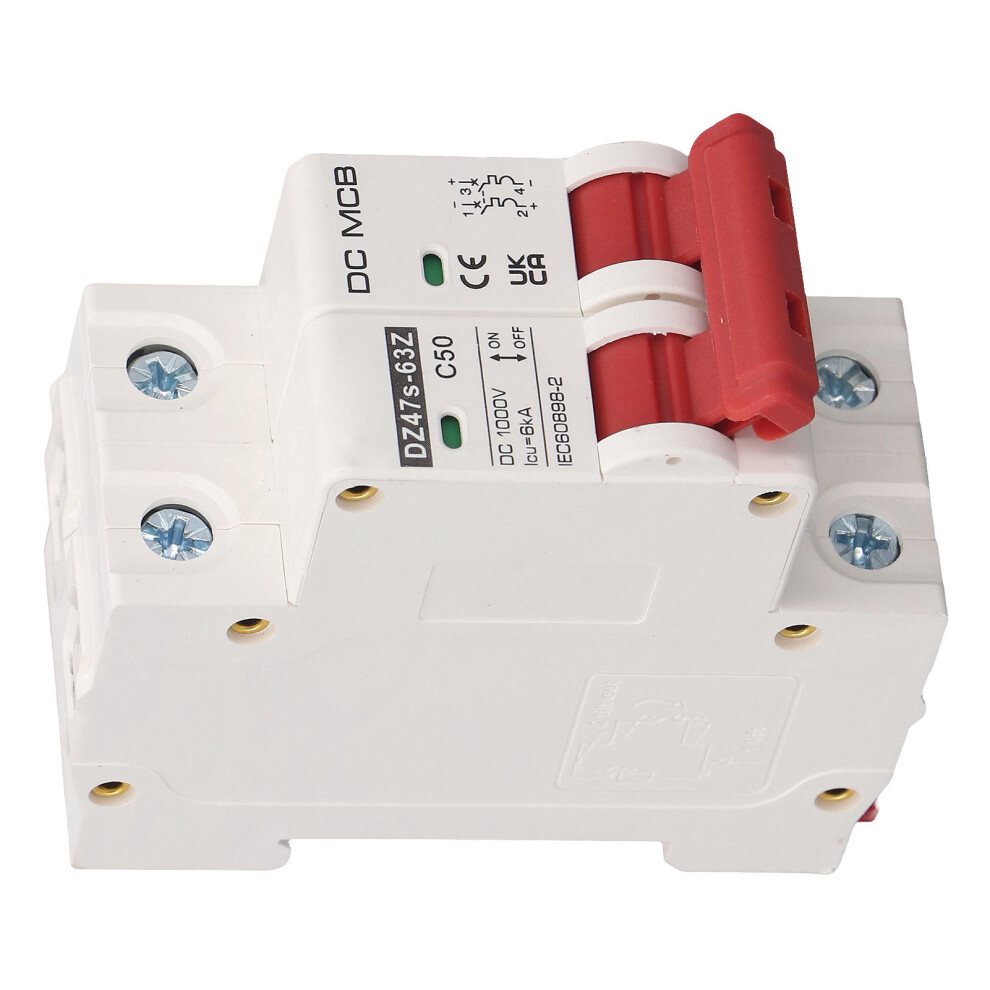 50A 2P Dc Circuit Breaker 1000V For Solar Pv System Din Rail Dz47s 63Z C50 7691371372648