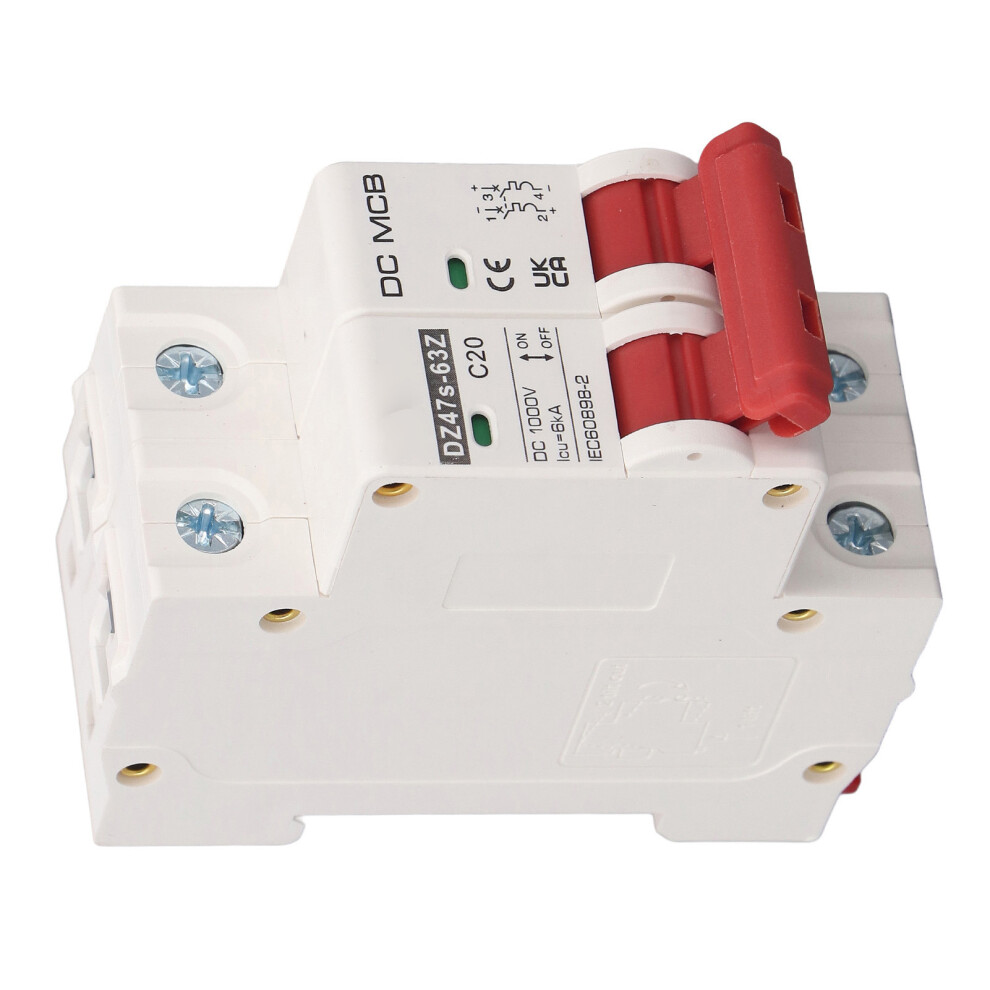 2P Mini Mcb For Photovoltaic System 20A 6000A Capacity Dc1000v Pa66 Enclosure 8731371372596