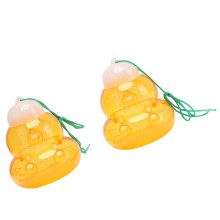 Set of 2 Orange Gourd Shaped Outdoor Bee Traps with 6 Entrances