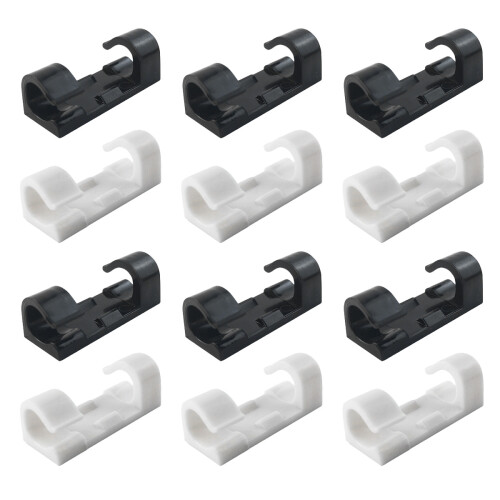 Screw Fixing 2 Holes For Additional Security, Lightweight Abs Construction Adhesive Cable Clips For Multi Purpose Wire Management, Easy Installation