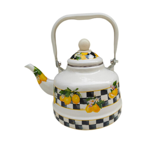 (1.1L) Lemon Enamel Pot Multi Functional Water Kettle With Comfortable Grip 2