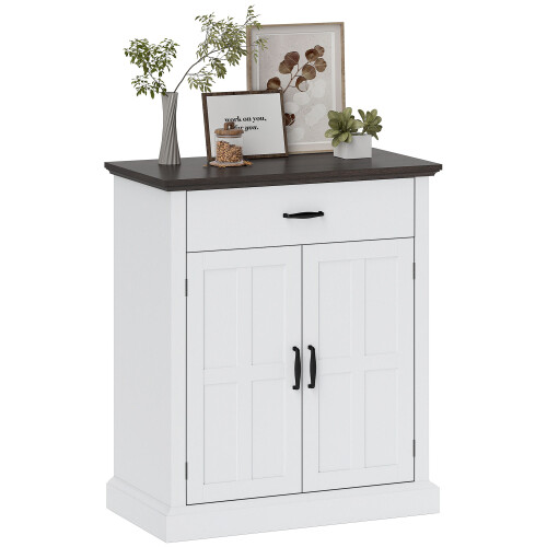 Homcom HOMCOM Sideboard Storage Cabinet with Thick Tabletop and 2 Barn Doors White 1
