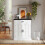 Homcom HOMCOM Sideboard Storage Cabinet with Thick Tabletop and 2 Barn Doors White 9