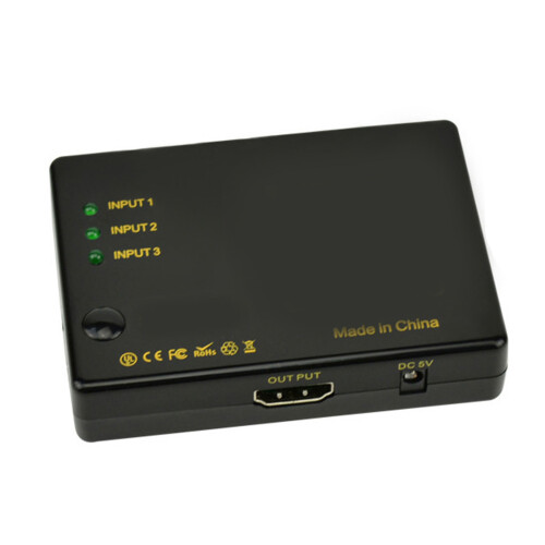 4K HD Multimedia Interface Switcher 3-in-1 Out IR Remote 5W 2