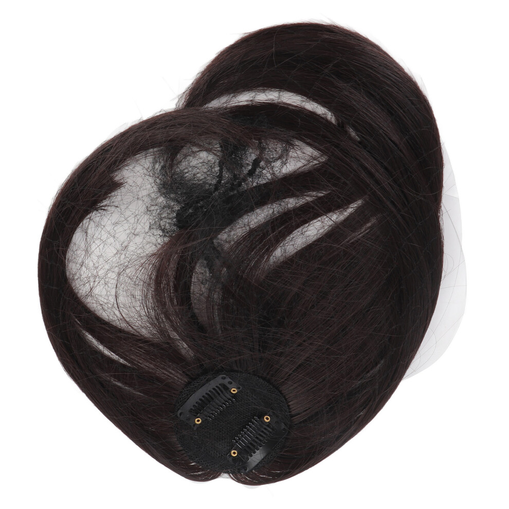 Dark Brown French Bang Wig 25cm Breathable Lightweight Synthetic Hair