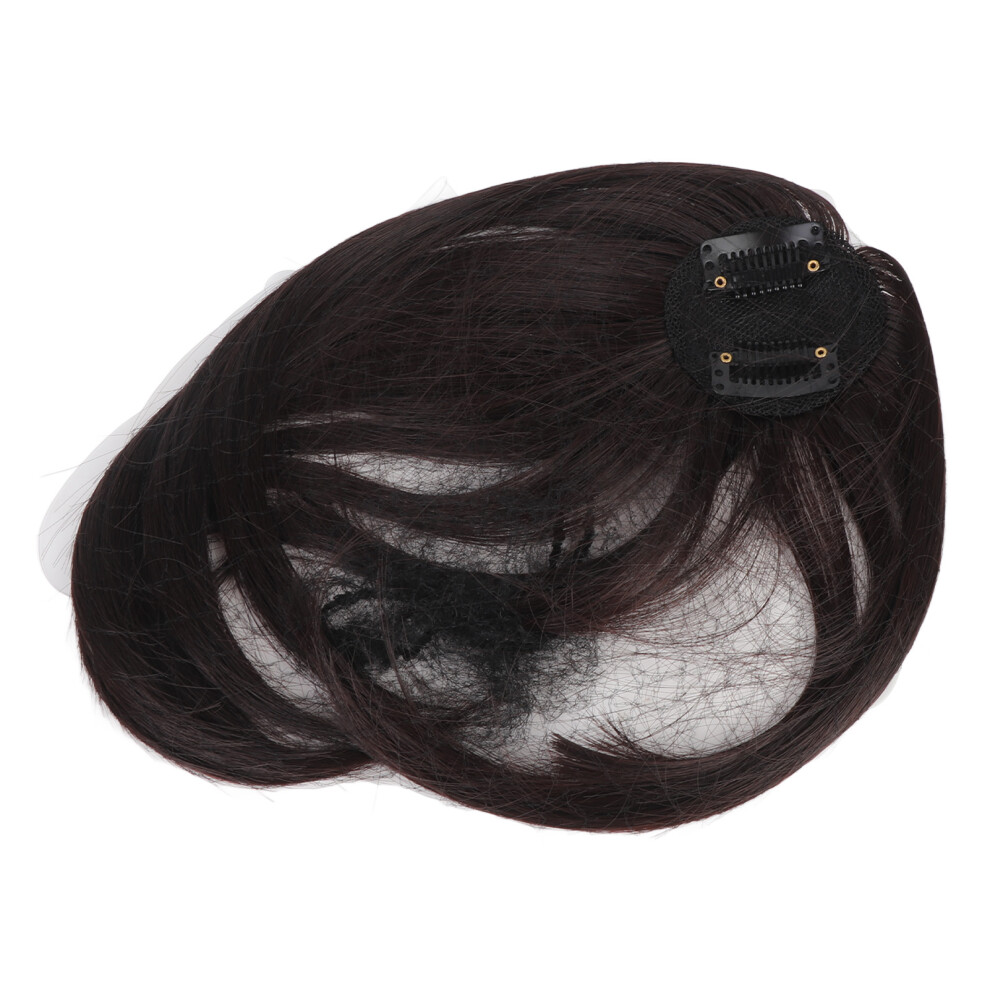 French Bang Wig for Women, 25cm Dark Brown Breathable Synthetic Hair
