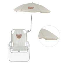 Sedia pieghevole per bambini con animali carini in stile cartone animato, con ombrello, resistente in metallo e PP