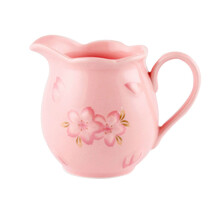 Ceramic Sugar Bowl with Lid and Spoon, Pink Cream and Sugar Set with Milk Jug for Coffee