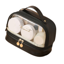 Trousse de maquillage transparente à Double-Tempérament noir