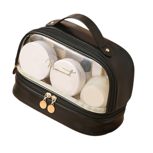 Trousse de maquillage transparente à Double-Tempérament noir