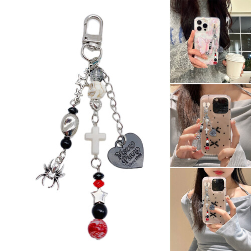Unique and Stylish Beaded Keyring Dark Themed- Pink 2