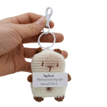 Cute Siamese Cat Keychain Handmade Knitted Cat-white buckle 3