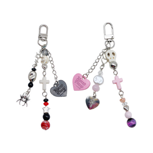 Unique and Stylish Beaded Keyring Dark Themed- Pink 1