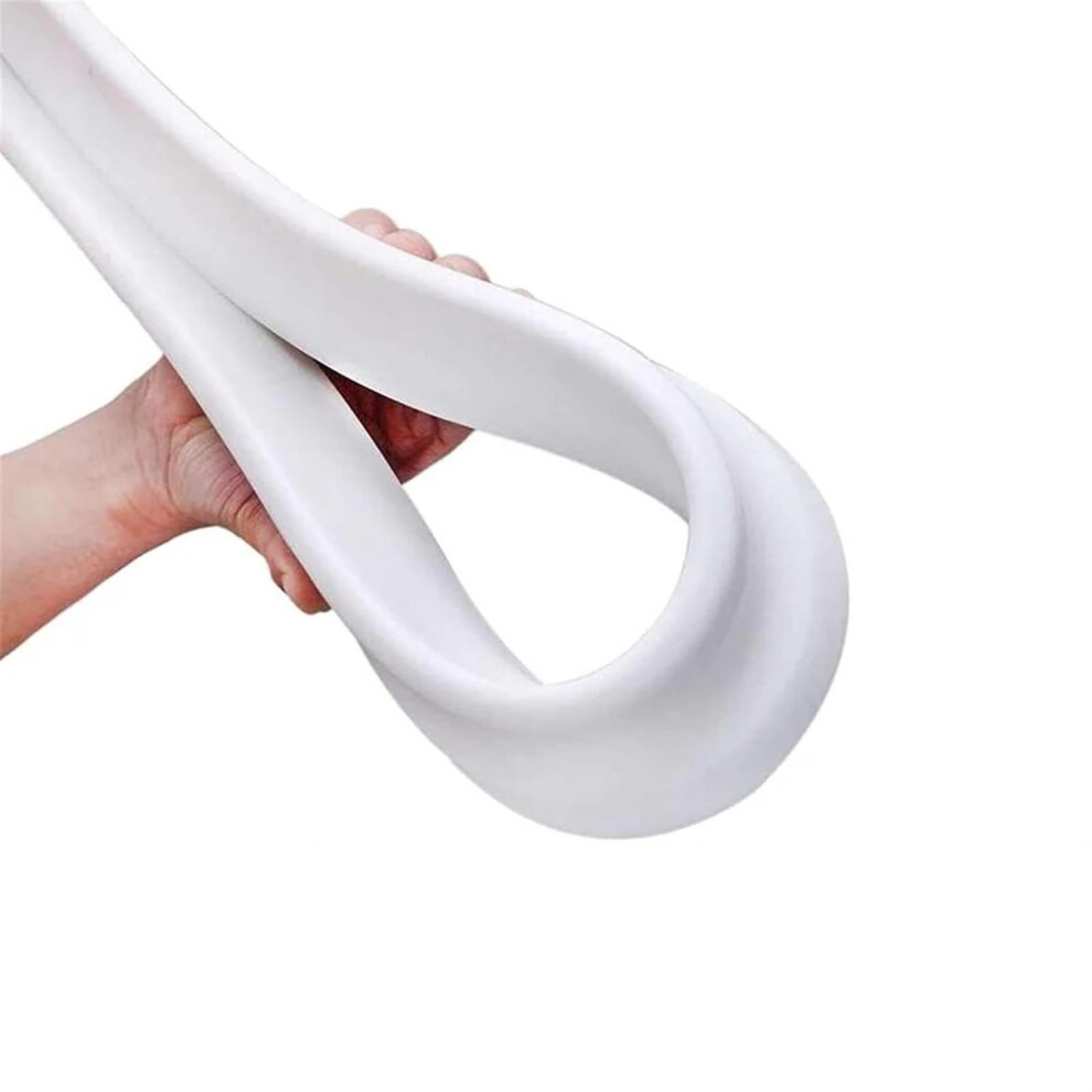 Shower Screen Seal Strip, Flexible Pvc Dam Barrier, White, Curbless Showers Compatible, Bathroom Seal Strip 9189345288401