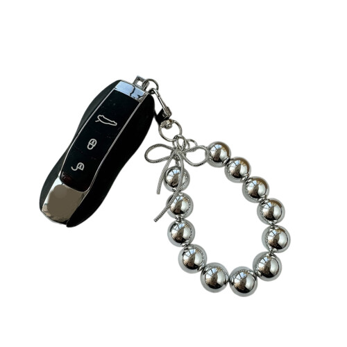 Schlüsselanhänger mit Schleife, Perlenring, hängende-Silber