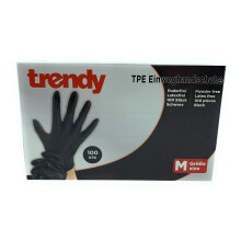 TPE Disposable Gloves Black Powder Latex Dispenser Box Medium 100 Count