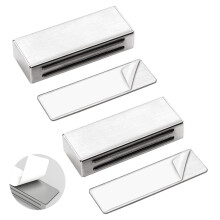 Magnetic Door Closure Stainless Steel, Robust Adhesive Strong Magnetic Force Easy Installation for Kitchen Cabinets, Cupboards Drawers Sliding Doors,