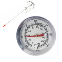 Grillthermometer für das Kochen im Freien, Temperaturanzeiger, hochtemperaturbeständiges Fleischthermometer aus Edelstahl mit verstellbarer Klemme