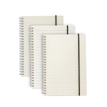 Caderno de papel quadriculado, caderno com grade de pontos e capa impermeável, encadernação em espiral resistente para virar as páginas