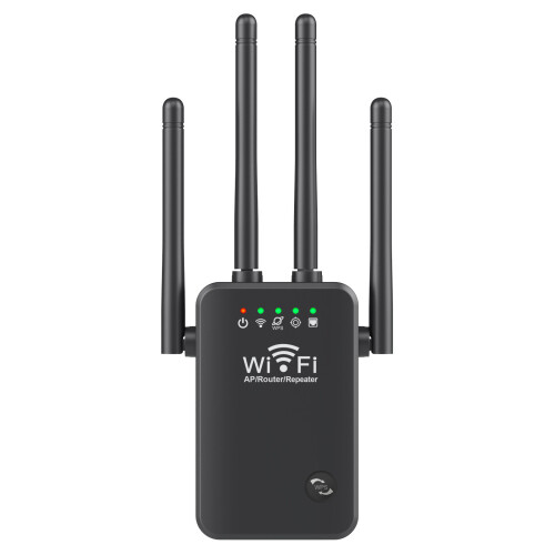 Signal Booster WiFi Extender, 2024 Long Range with Ethernet Port, Multi-function Modes for Up to 5000 Sq. Ft. Coverage, Easy Setup (Black)