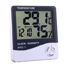 Hygrometer with Alarm Clock, High Precision Easy Reading Manual Calibration, for Home Office School Laboratory Hospitals (103x93x21.5 Mm White