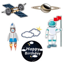 Decorazioni cosmiche per torte, design ispirati ad astronauti, razzi e pianeti dai colori a lunga durata, motivi squisiti per feste a tema spaziale,