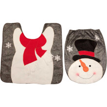 Gezellige winterdecoratie, toiletbrilhoes en badmatset met kerstthema, zachte flanellen stof voor feestelijke badkamers.