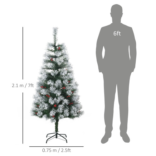Homcom (5ft / 150cm) Homcom Christmas Tree Artificial Berry Xmas with Metal 2