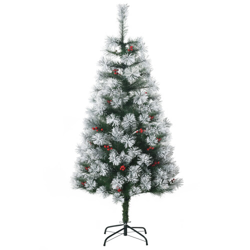 Homcom (5ft / 150cm) Homcom Christmas Tree Artificial Berry Xmas with Metal 1