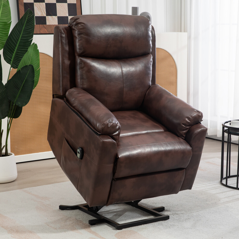 Homcom Power Lift Chair Electric Riser Recliner With Remote Control, Brown